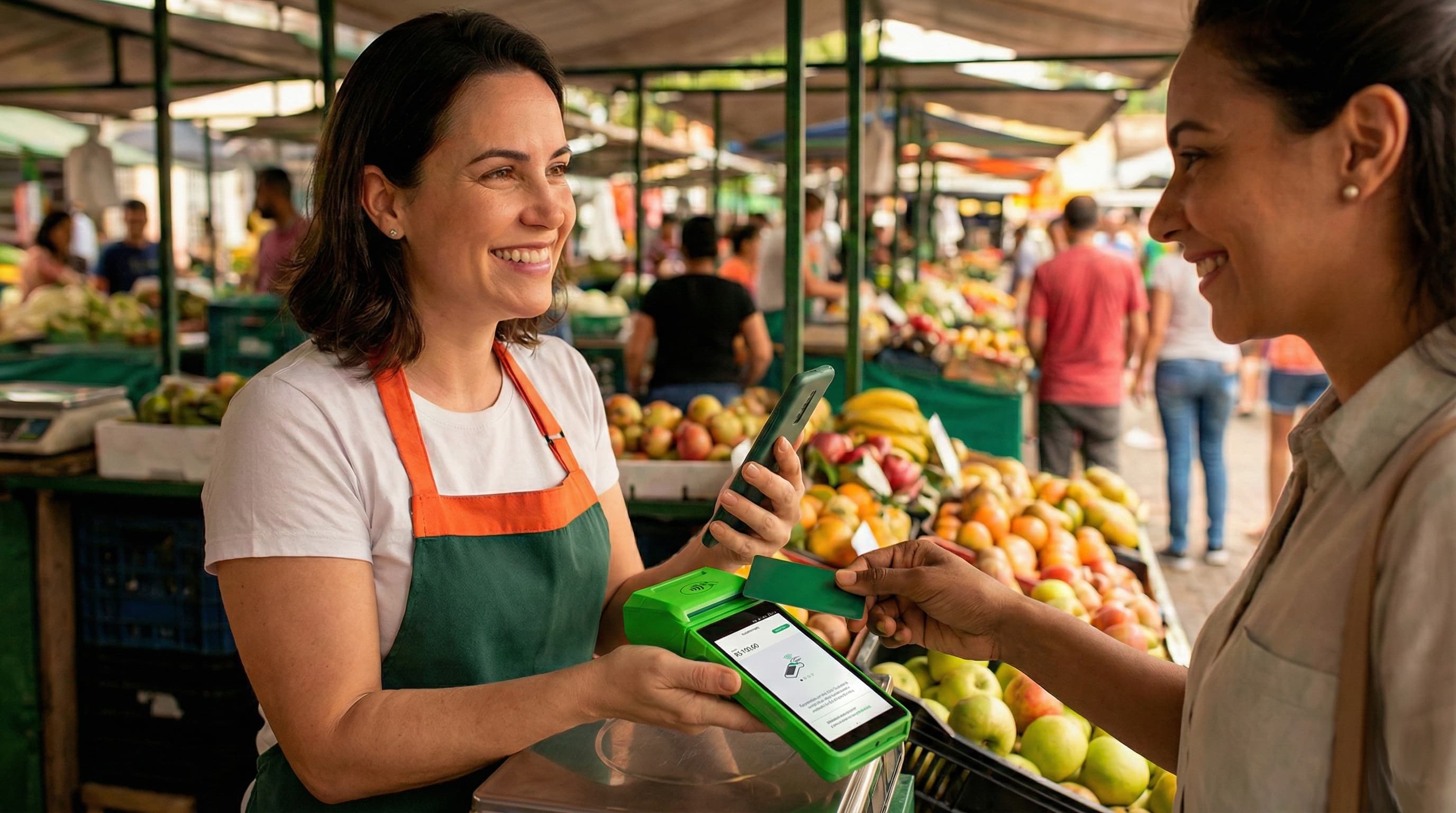 Feira Facil - Sistema de gestão para feirantes - Imagem ilustrativa de feira com frutas e verduras