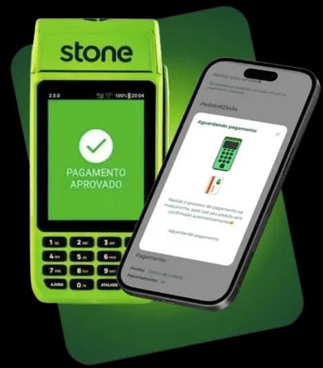 Maquininha Stone integrada ao sistema Feira Fácil para pagamentos